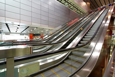 Moving escalator in blurred motionのeditorial素材