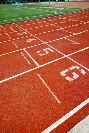 Abstract view of running track, the starting point.の写真素材