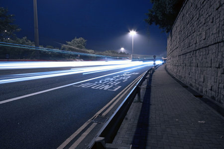 Modern city with night traffic