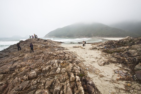 Rocky seashore in Hong Kongの写真素材