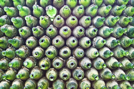 Green glasses bottles backgroundの写真素材