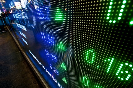 Stock market price display abstract in modern cityのeditorial素材