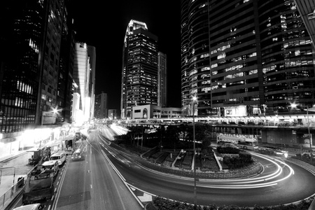 Hong Kong at night in black and white tonedのeditorial素材