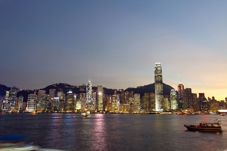 Hong Kong night view along Victoria Harbourのeditorial素材