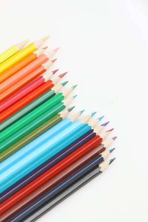 Color pencils arrange on white backgroundの写真素材