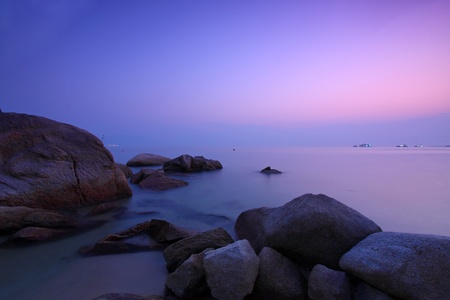 Sunset over the ocean in Hong Kongの写真素材