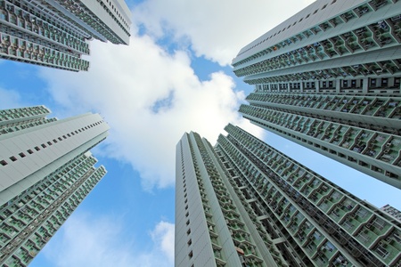 Packed Hong Kong public housingのeditorial素材