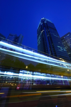 Traffic in Hong Kong at nightのeditorial素材