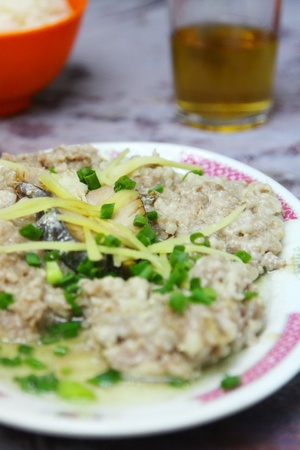 Steamed meat on the tableの写真素材