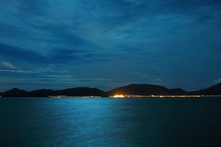Full moon light over the oceanの写真素材