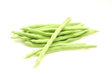 Green beans isolated on white backgroundの写真素材