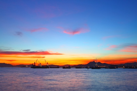 Sunset in Hong Kong at summer timeの写真素材