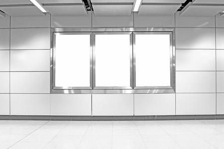 Blank billboard in train station, mono tone.の写真素材