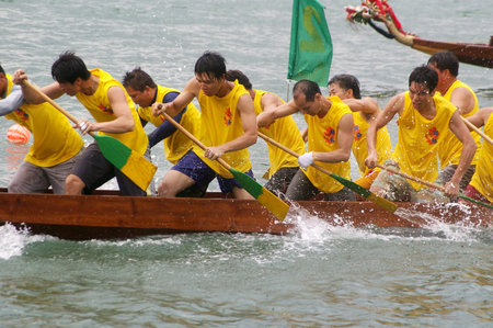 HONG KONG - JUN 16, Dragon boat race in Tung Ng Festival in Tuen Mun, Hong Kong on 16 June, 2010. It...