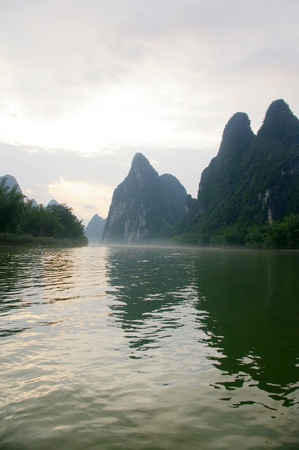 Beautiful Karst mountain landscape in Yangshuo Guilin, Chinaの写真素材