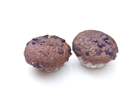Chocolate cakes isolated on white backgroundの写真素材