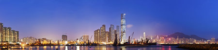 Hong Kong skyline night view at coast