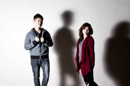 Asian stylish fashioned couple on street