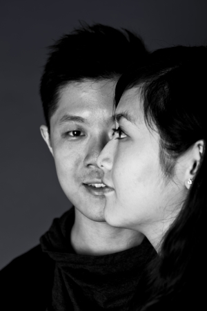 Close-up portrait of asian coupleの写真素材