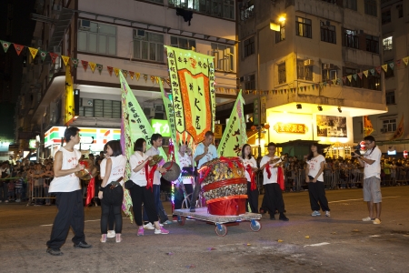 HONG KONG - SEPTEMBER 30, Tai Hang Fire Dragon Dance at night in Tai Hang, Hong Kong on September 30, 2012. It is a part of China?s intangible cultural heritage and a custom during Mid-autumn festival.のeditorial素材