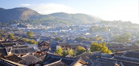 Lijiang old town at morning, China.の写真素材