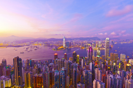 Hong Kong sunsetの写真素材