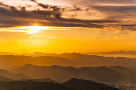Sunset at mountain landscapeの写真素材