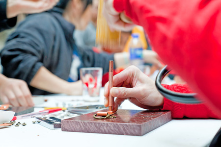 Leather making workshopの写真素材
