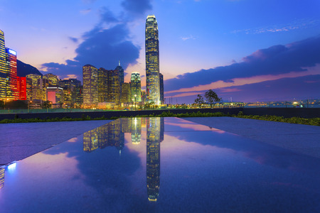 Hong Kong sunset at downtown areaの写真素材