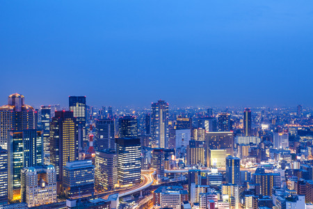 Dense skyline of Umeda District, Osaka, Japan.のeditorial素材