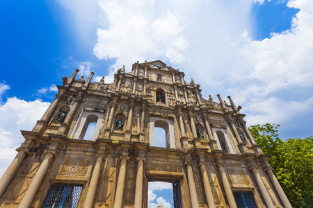 Ruins St Paul church in Macau, Chinaの写真素材