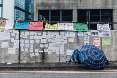 HONG KONG, OCT 2: Protesters occupy the road in Admiralty on 2 October 2014. Hong Kong people are...
