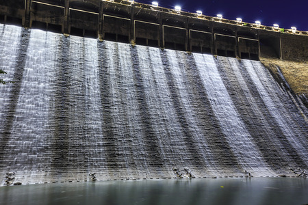 Dam at night in Hong Kongの写真素材