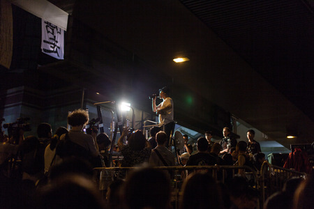 HONG KONG, OCT 4: Umbrella Revolution in Admiralty on 4 October 2014. Hong Kong people are fighting for a real universal suffrage for the next chief executive election.のeditorial素材