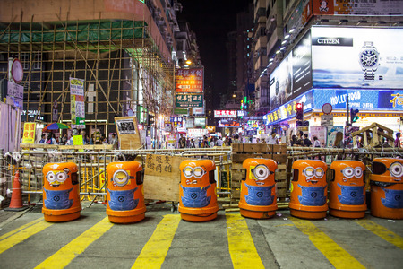HONG KONG, OCT 30: Umbrella Revolution in Mongkok on 30 October 2014. Hong Kong people are fighting for a real universal suffrage for the next chief executive election.のeditorial素材