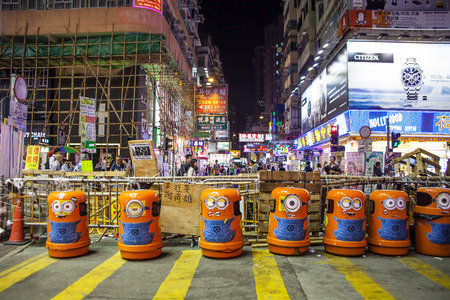 HONG KONG, OCT 30: Umbrella Revolution in Mongkok on 30 October 2014. Hong Kong people are fighting for a real universal suffrage for the next chief executive election.のeditorial素材