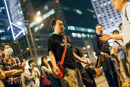 HONG KONG, OCT 14: Umbrella Revolution in Admiralty on 14 October 2014. Hong Kong people are fighting for a real universal suffrage for the next chief executive election.のeditorial素材
