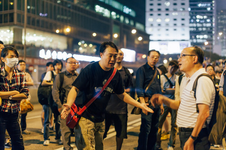 HONG KONG, OCT 14: Umbrella Revolution in Admiralty on 14 October 2014. Hong Kong people are fighting for a real universal suffrage for the next chief executive election.のeditorial素材