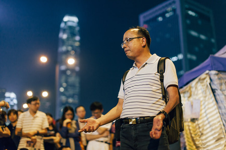 HONG KONG, OCT 14: Umbrella Revolution in Admiralty on 14 October 2014. Hong Kong people are fighting for a real universal suffrage for the next chief executive election.のeditorial素材