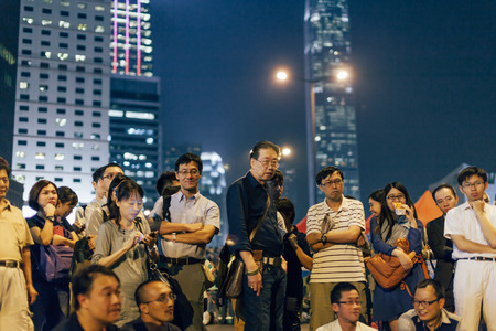 HONG KONG, OCT 14: Umbrella Revolution in Admiralty on 14 October 2014. Hong Kong people are fighting for a real universal suffrage for the next chief executive election.のeditorial素材