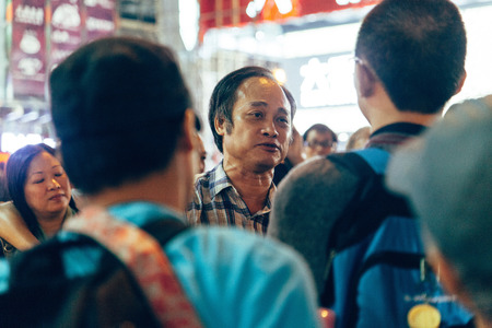 HONG KONG, OCT 23: Umbrella Revolution in Mongkok on 23 October 2014. Hong Kong people are fighting for a real universal suffrage for the next chief executive election.のeditorial素材