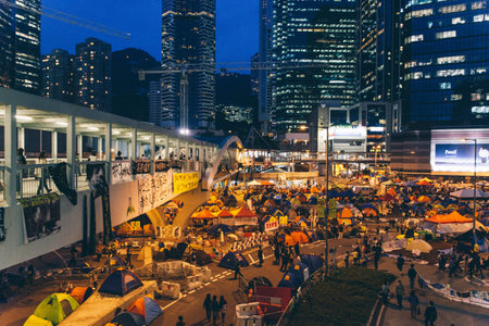 HONG KONG, OCT 24: Umbrella Revolution in Admiralty on 24 October 2014. Hong Kong people are...