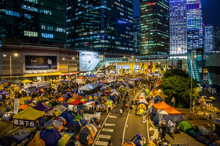 HONG KONG, NOV 12: Umbrella Revolution in Admiralty on 12 November 2014. Hong Kong people are fighting for a real universal suffrage for the next chief executive election.のeditorial素材