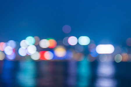 Blurred lighhts from Victoria Harbor, Hong Kong.の写真素材