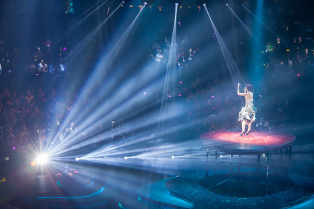 HONG KONG - JAN 26: Miriam Yeung at Let's Begin Concert 2015 on 26 January, 2015 in Hong Kong. Sheâs one of HK top singers and wear different costumes in every concert.のeditorial素材