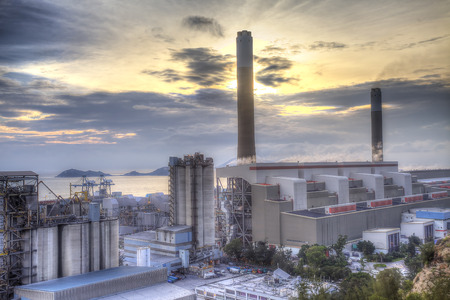 Power plant at sunsetのeditorial素材