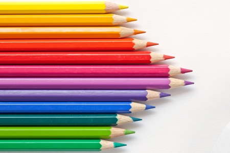 colorful pencil on white backgroundの写真素材
