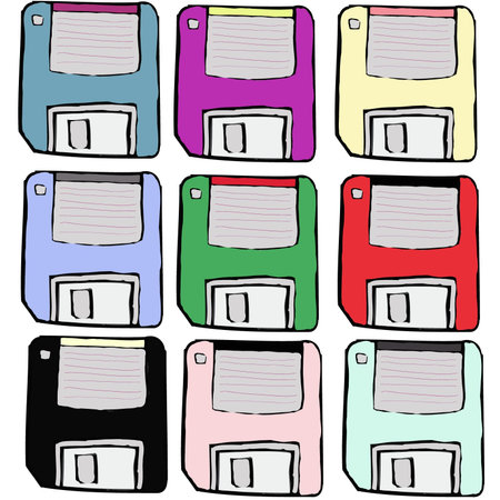 Colorful Floppy disk computer vintageのイラスト素材