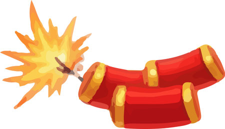 Add a bang to your designs with these festive red firecrackers! Perfect for New Year's celebrations and adding a touch of explosive excitement and tradition.のイラスト素材