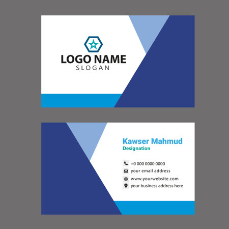 Blue business card design template, visiting card for your company vector file.のイラスト素材